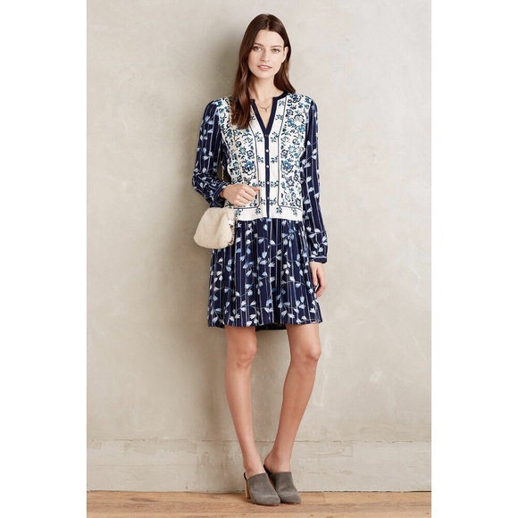 Anthropologie Embroidered Floral Dress w/ Pockets - Picture 2 of 7